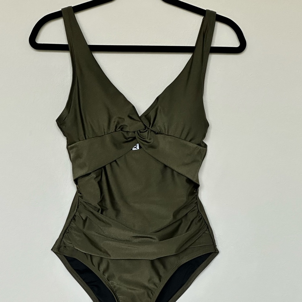 NEW DKNY Olive Green Women’s One Piece Swimsuit‎ Size Small NWT